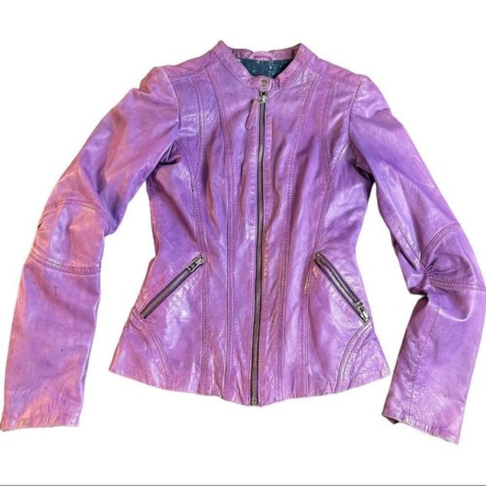 Danier Leather Jacket Womens Purple Size XS (6-8)
